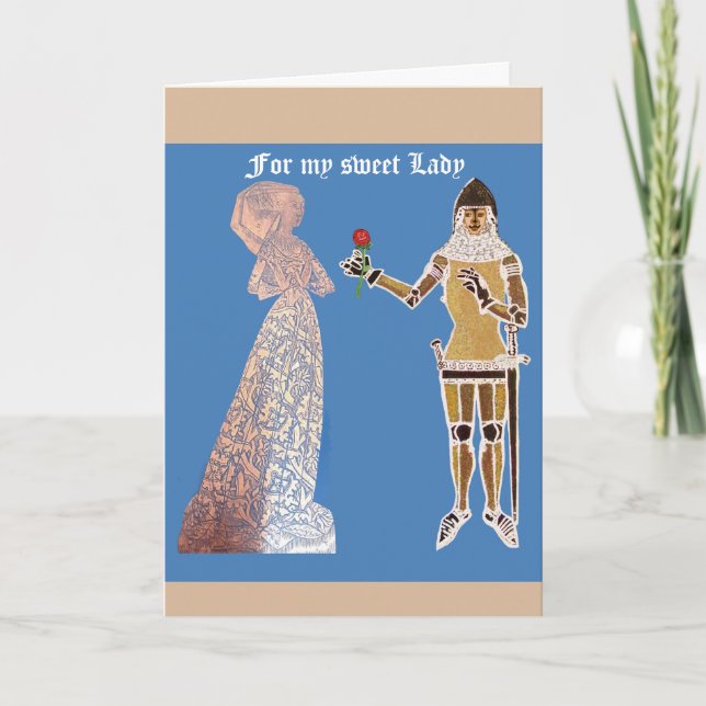 Knight and lady romance of the rose holiday card (Front)