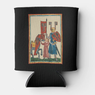 Knight and Squire, 14th Century Mediaeval Art Can Cooler