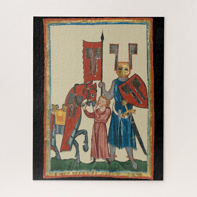 Knight and Squire, 14th Century Mediaeval Art Jigsaw Puzzle (Vertical)