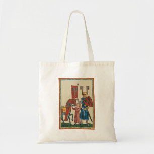 Knight and Squire, 14th Century Mediaeval Art Tote Bag