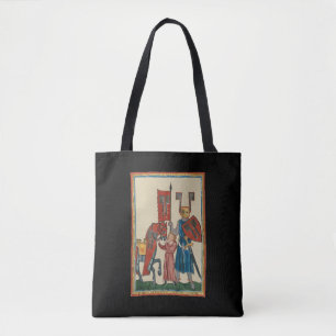 Knight and Squire, 14th Century Mediaeval Art Tote Bag