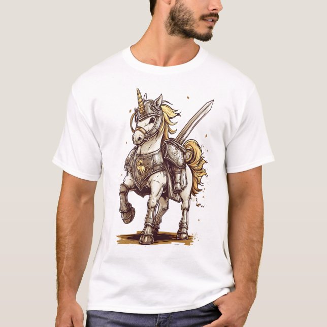Knight Armor Unicorn (1) T-Shirt (Front)