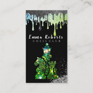 Knight Chess Piece - Faux Silver Foil Business Ca Business Card