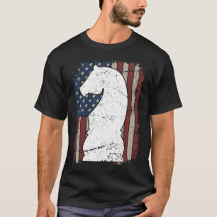 Knight Chess Piece USA Flag  Mens Womens Chess Pla T-Shirt