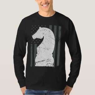 Knight Chess Piece USA Flag  Womens Mens Chess Pla T-Shirt