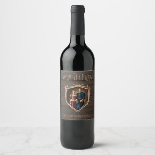 Knight Coat of Arms Mediaeval Old fashioned Vintag Wine Label