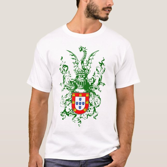 Knight, dragon and Portuguese coat of arms T-Shirt (Front)