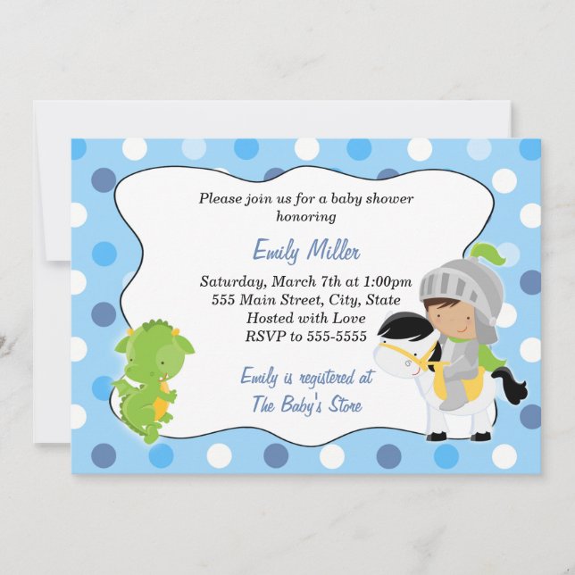 Knight Dragon Baby Boy Shower Invitation 2 (Front)