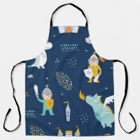 Knight Dragon Castle Childish Pattern