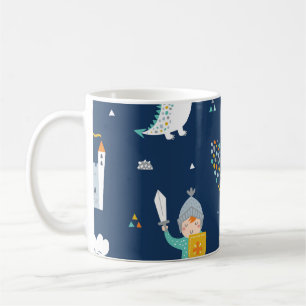 Knight Dragon Castle Childish Pattern Coffee Mug