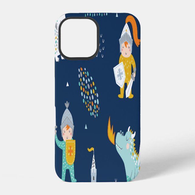 Knight Dragon Castle Childish Pattern iPhone Case (Back)