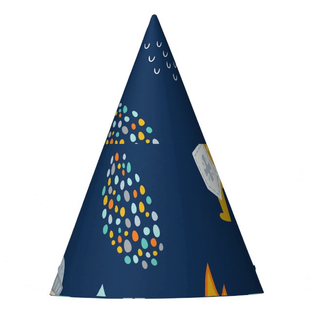 Knight Dragon Castle Childish Pattern Party Hat (Front)