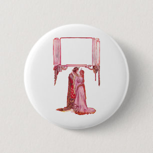 Knight Embracing Lady Love 6 Cm Round Badge