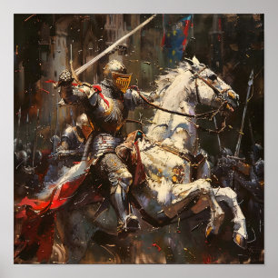 Knight in Armour on a Horse Poster