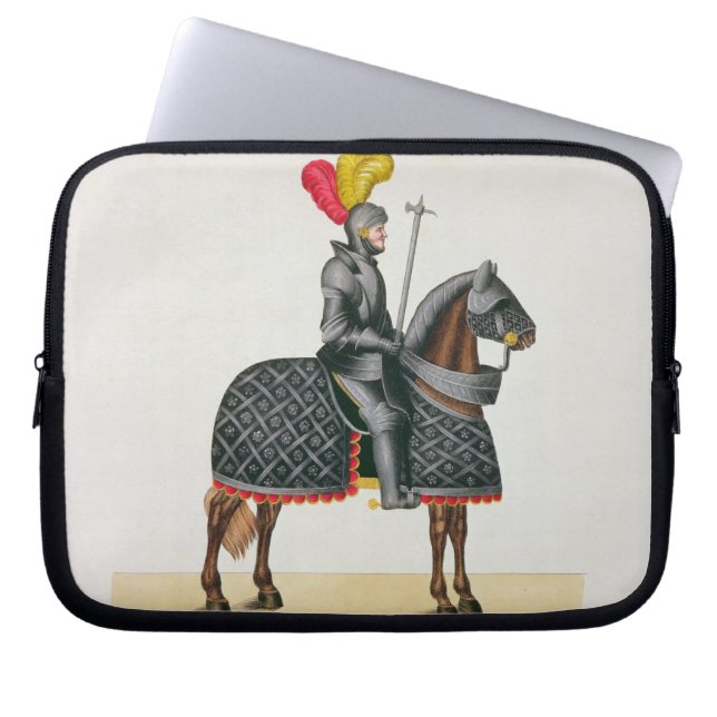 Knight in armour on his horse, plate from 'A Histo Laptop Sleeve (Front)