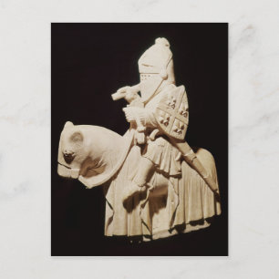 Knight in armour on his horse postcard