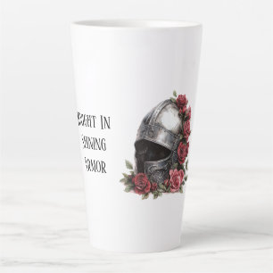 Knight in Shining Armour Helmet Red Roses Latte Mug
