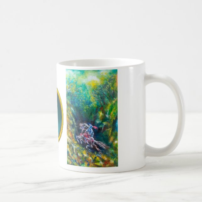 KNIGHT LANCELOT ,HORSE RIDING IN GREEN FOREST COFFEE MUG (Right)