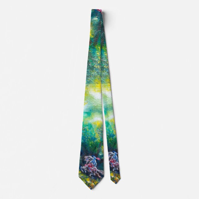 KNIGHT LANCELOT ,HORSE RIDING IN GREEN FOREST TIE (Front)