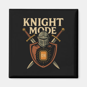 Knight Mode On Funny Medieval Sword Shield Party C Magnet