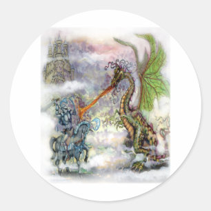 Knight n Dragon Classic Round Sticker