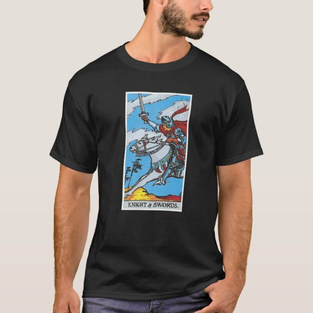 Knight Of Swords Tarot Card Occult Beliefs Divinat T-Shirt (Front)