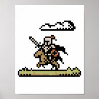 Knight On Horseback 8-Bit Pixel Art Poster