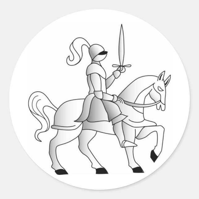 Knight On Horseback Classic Round Sticker (Front)