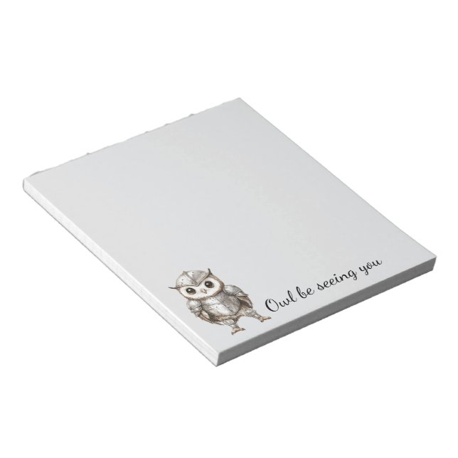 Knight Owl in Shining Armor Notepad (Angled)