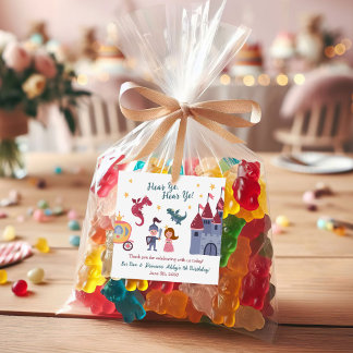 Knight & Princess, Dragon, Castle Birthday Party Square Sticker