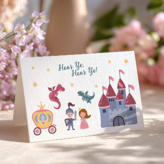 Knight & Princess, Dragon, Castle Birthday Party Thank You Card