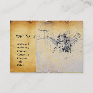 KNIGHT RIDING ON PEGASUS parchment Business Card