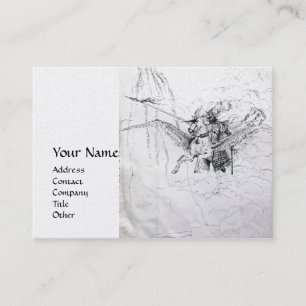 KNIGHT RIDING ON PEGASUS platinum metallic Business Card