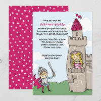 Knight Saves Princess Invitations: Brunette/Blonde