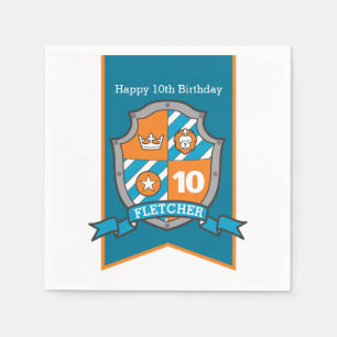 Knight shield 10th birthday mediaeval party napkin