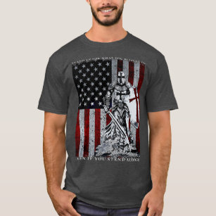 Knight Templar American Flag Crusader  T-Shirt
