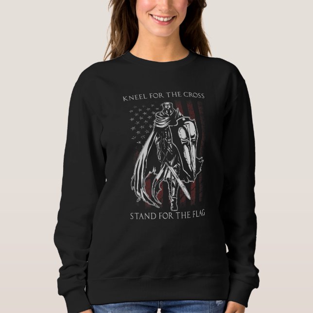 Knight Templar American Flag Crusader Warrior Ren  Sweatshirt (Front)
