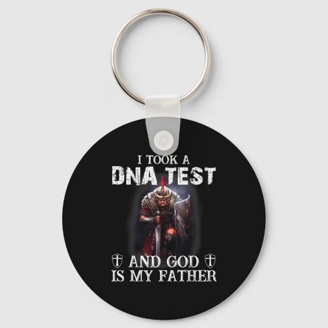 Knight Templar Christian Warrior Dna God Is My Fat Key Ring (Front)