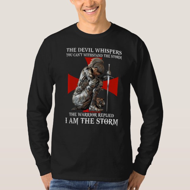 Knight Templar Christian Women Warrior Of God I Am T-Shirt (Front)