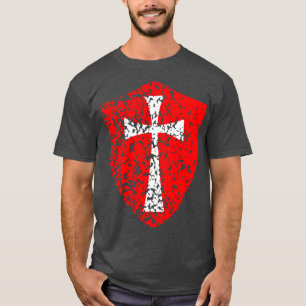 Knight Templar Crusader Distressed Red Cross T-Shirt