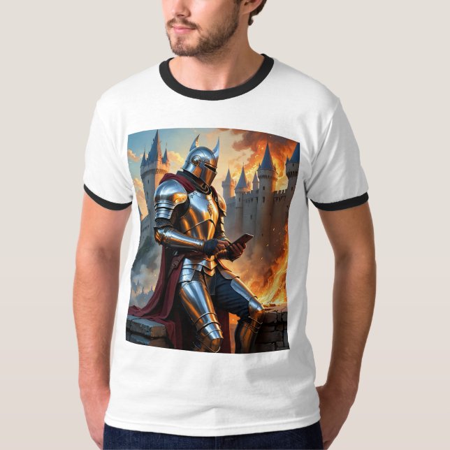 Knight Texting While Castle Burns Meme Shirt (Front)