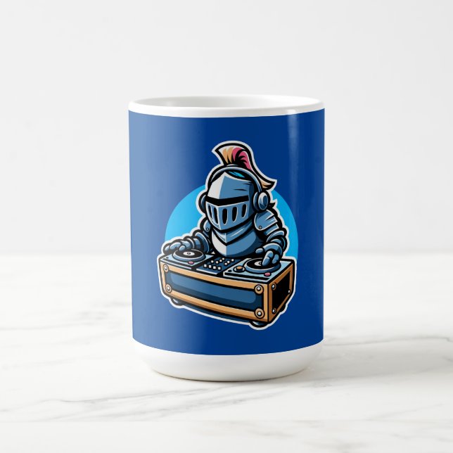Knight Turntablist - Medieval DJ Cartoon Design Coffee Mug (Center)