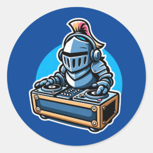 Knight Turntablist - Medieval DJ Fusion Art Classic Round Sticker