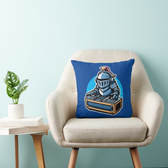 Knight Turntablist - Medieval DJ Fusion Art Cushion (Chair)