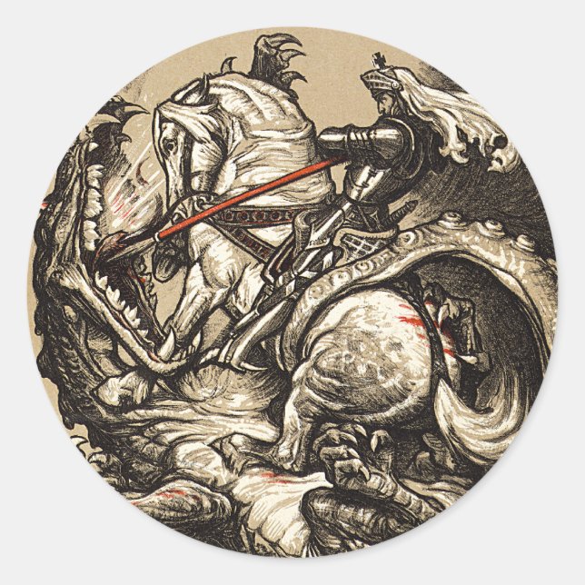 Knight vs. Dragon Classic Round Sticker (Front)