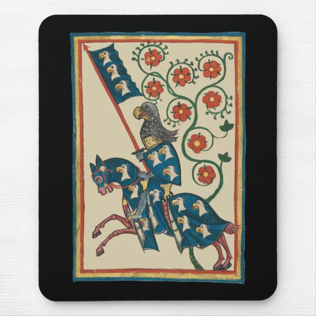 Knight With Eagle Heraldry, 14th Century Mediaeval Mouse Pad (Front)