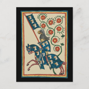 Knight With Eagle Heraldry, 14th Century Mediaeval Postcard