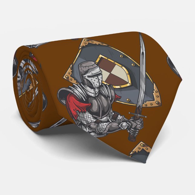 Knight With Sword and Shield Tie (Rolled)