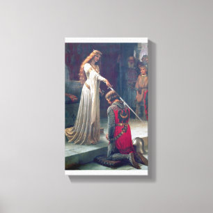 Knighted castle woman sword knight painting canvas print