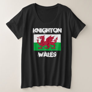 Knighton, Wales with Welsh flag Plus Size T-Shirt
